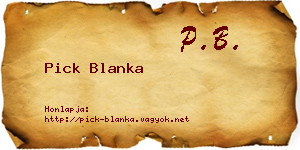 Pick Blanka névjegykártya
